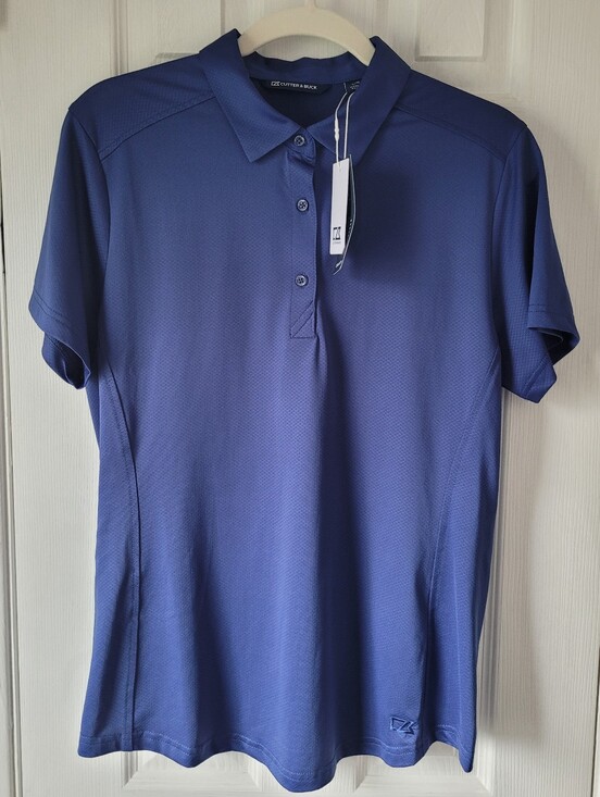 Cutter & Buck Tops - Cutter & Buck Women's Prospect Polo Large Blue Performance Golf UPF 50+ NWT